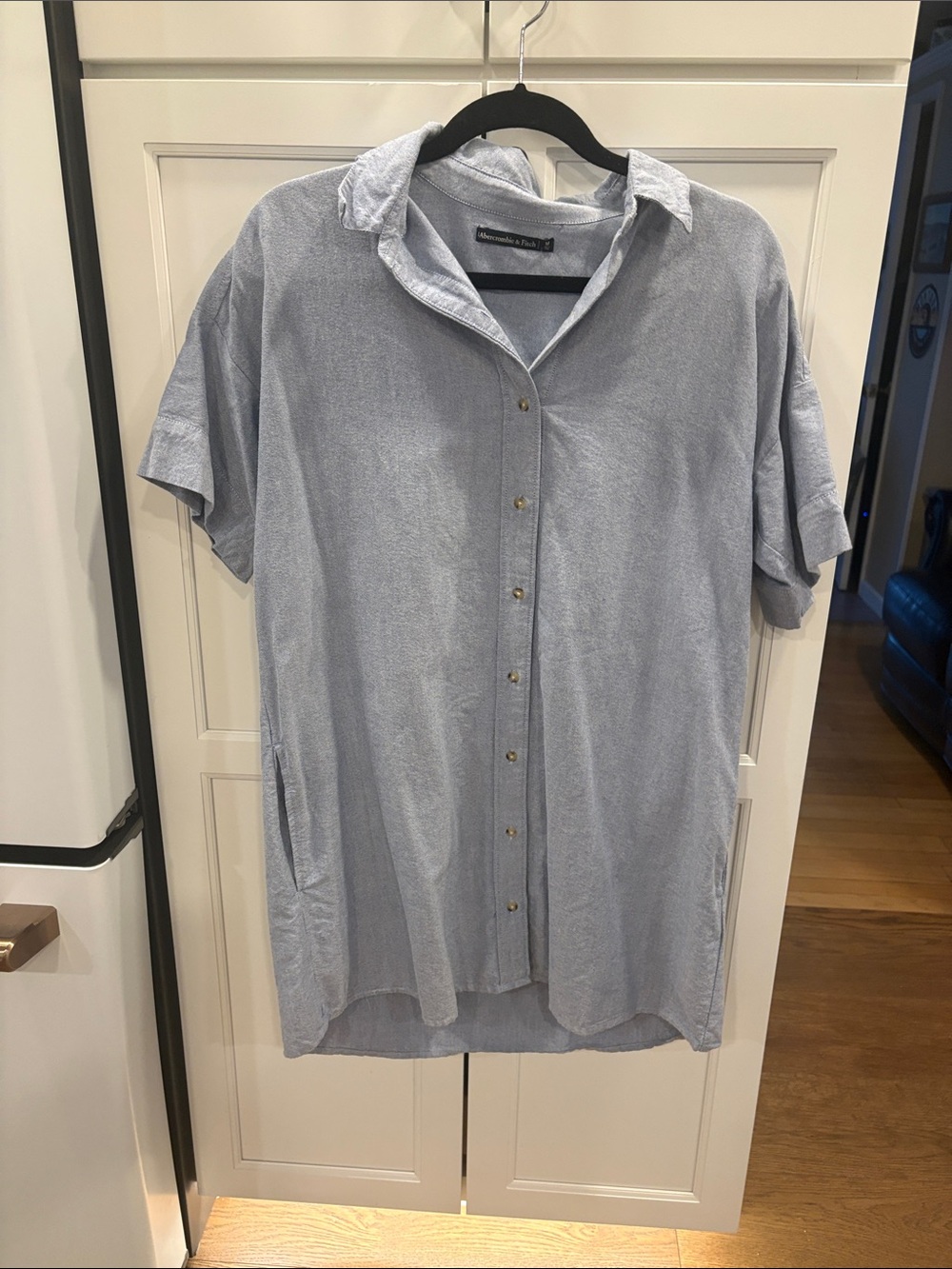 Abercrombie & Fitch Light Blue Short Sleeve Button-Up Dress